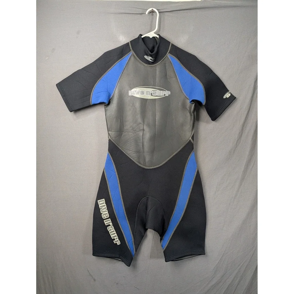 Dive N Surf Mens XL Shorty Wetsuit Black Blue Neoprene Spring Suit 5867